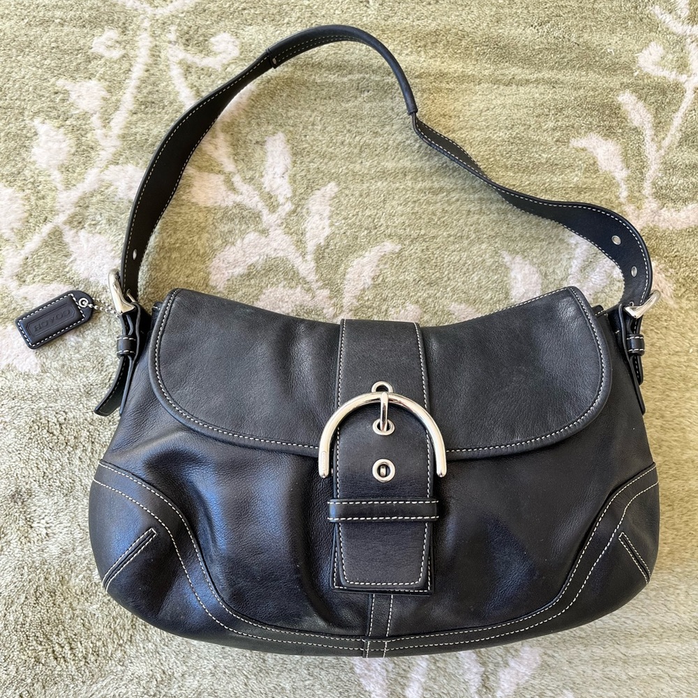 Coach all leather, black shoulder bag. Like new!
